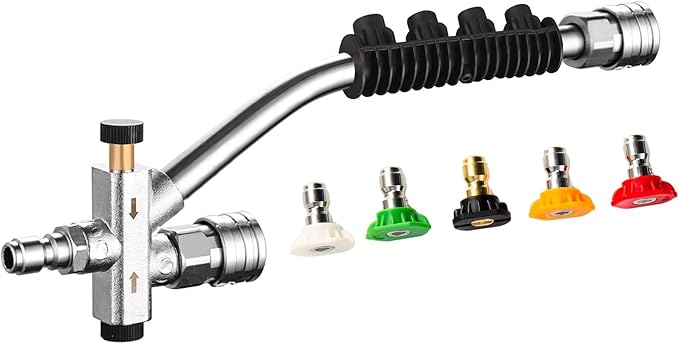 Foam Cannon Dual Connector, Double Tip Attachment with 5 Spray Nozzles, 4000 PSI, 1/4'' Quick Connect