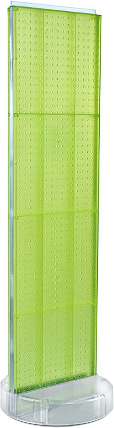 Azar Displays 700780 TWO-SIDED PEGBOARD FLOOR DISPLAY W/C-CHANNEL SIDES ON REVOLVING ROUND STUDIO BASE. PANEL SIZE: 16"W X 60"H, (Lime Green Burst)