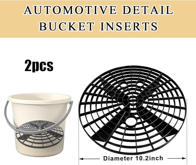 2 PCS Car Wash Bucket Insert, Plastic Wash Bucket Insert Removes Dirt Debris for Car Detailing Cleaning, Auto Detail Trap Fits 12 Inch Diameter or 3-5 Gallon Bucket (Black)