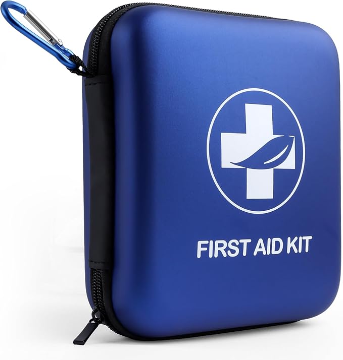 Mini First Aid Kit, 163 Pcs Small Medical Kit, Emergency First Aid Supplies and Survival Kit with Hard Shell - Perfect for Travel, Home, Outdoor, Office, Camping, Hiking