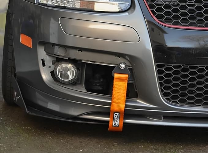 TRS Motorsport Fabric Tow Loop Strap Fixed Length for Front or Rear Bumper, High Strength (Upto 5000KG) - 10 Colour Options - Made in The UK (Orange)