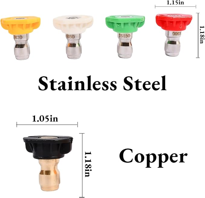 Pressure Washer Gun Adapter 1/4'' Quick Connect Fitting Spray Nozzle Tips Sets Multiple Degrees Brass Female Pressure Washer Accessories Only Compatible Karcher K2, K3, K4, K5, K6, K7,Foam Gun Parts