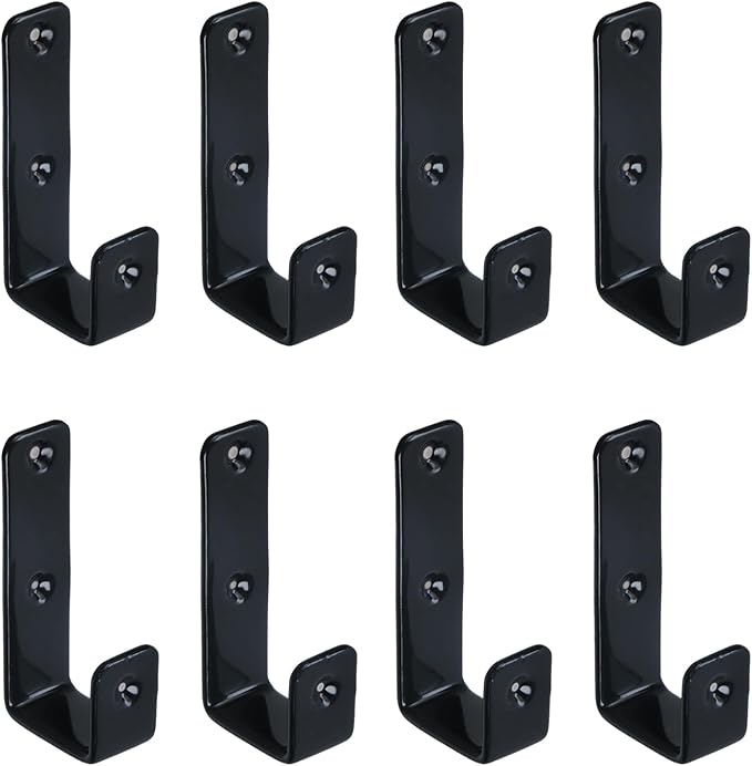 Coshar 8Pcs Heavy Duty Utility Hooks Black 1 Inch Bunk Bed Ladder Hook Stainless Steel J Hooks for Bed Decor, Garage Storage, Cable Tool Organization - 1 Inch Black