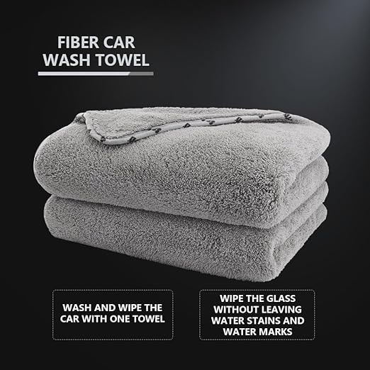 SPTA Drying Towel, Car Wash Drying Towel for Car wahing, Highly Absorbent, 1Pack Large Microfiber Towel Without Scratches or Water Spots, 26.4 x 38.2 inch, Grey-MT035