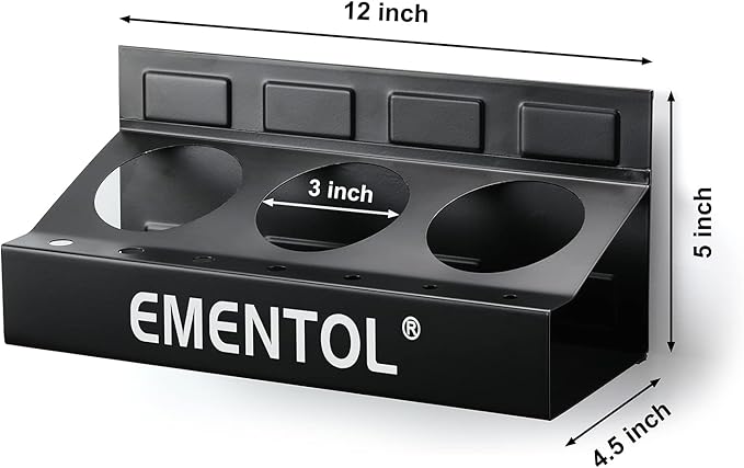 EMENTOL 4PCS Magnetic Tool Shelf Set, Tray, Paper Towel Holder, for Tool Organizer, Magnets Any Metal Surface, Black