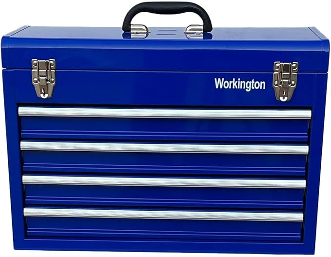 Workington Portable Metal Tool Chest with 4 Drawers, 20" 4-Drawer Tool Chest Cabinet with Ball Bearing Drawer Slides, Steel Tool Storage Box Organizer 4004 Blue