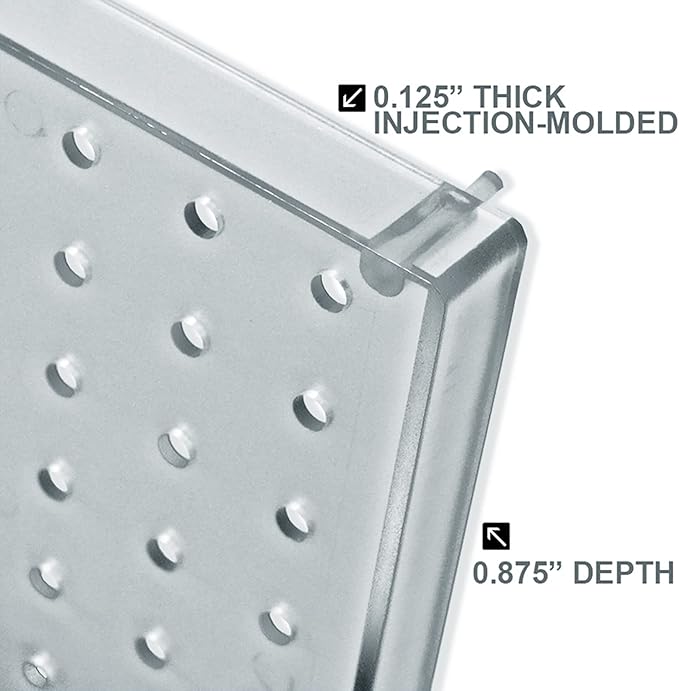 Azar Displays 900945-CLR The DIY Multi-purpose 70-piece Pegboard Wall Organizer Kit with Two Panels and Accessory Assortment, Panel Sizes: 13.5” W x 22” H each, Clear Frosted
