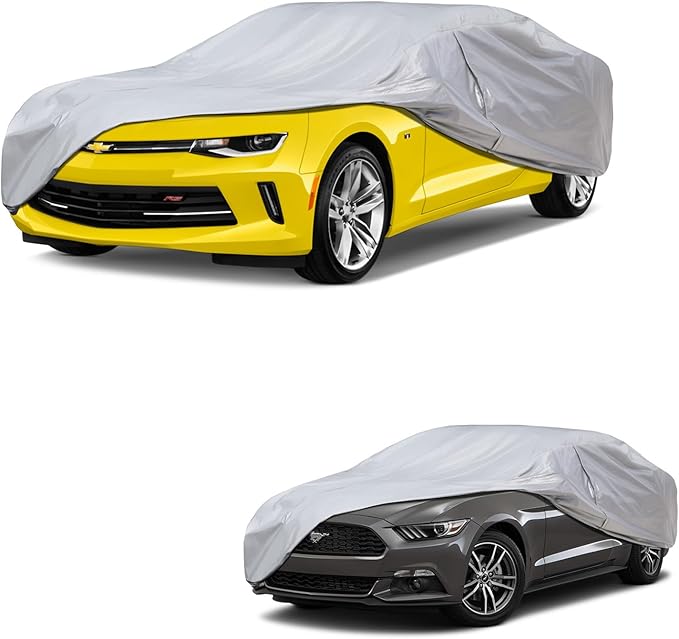 6 Layer Heavy Duty Car Cover Custom Fit for Ford Mustang 1994-2025, Chevy Camaro 2010-2025, Waterproof All Weather Car Tarp Outdoor Protection with Cotton Lining