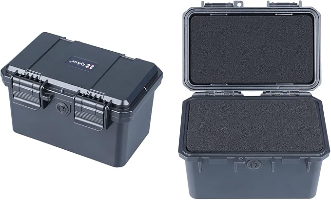 Lykus HC-1530 Mini Hard Case Dry Box with Foam Insert, Interior Size 5.8x3.3x3.7 in, IP66 Splash-Proof, Suitable for Cellphones, Tools, Small Devices and More