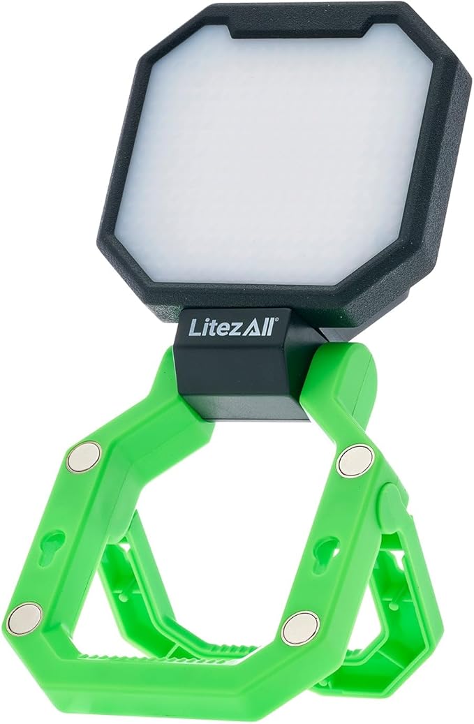 LitezAll 2000 Lumen Folding Work Light with Stand – Rechargeable Tower Light with Tripod, Compact Work Lights on Stand, Portable with Power Bank