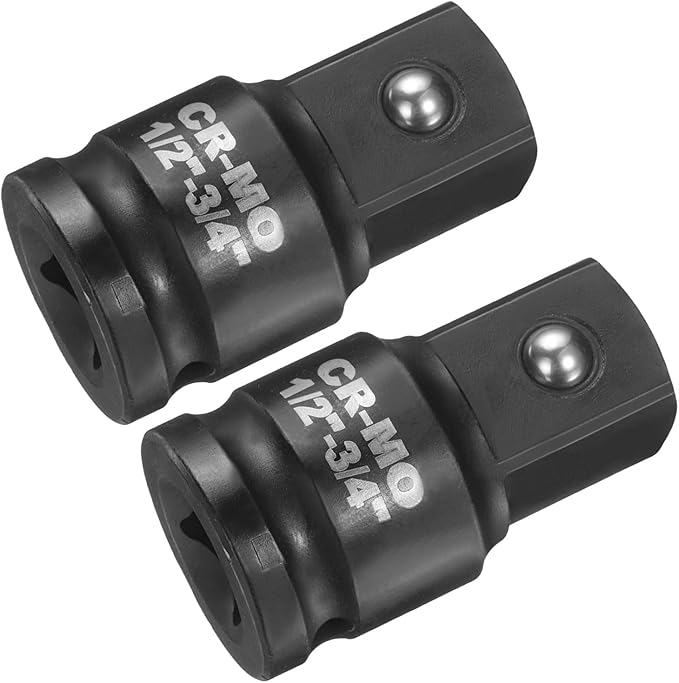 HARFINGTON 2pcs Impact Socket Adapter 1/2" Female to 3/4" Male Square Drive Increaser Standard SAE CR-MO Steel Converter Impact Driver Ratchet Wrench Breaker Bar Conversion, Black