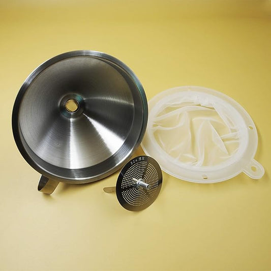304 Stainless Steel Kitchen Funnel set of 3 with Filter Strainer and Mesh Wide Mouth Wine Funnel Filter Transferring Liquid,Dry Powder Ingredients (funnel 5''+filter 200mesh)
