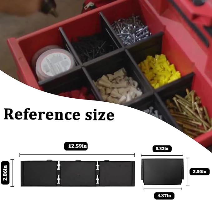 48-22-8473 Packout Dividers For Milwau-kee Packout 3 Drawer Dividers Tool Box (Black-2 Pack)