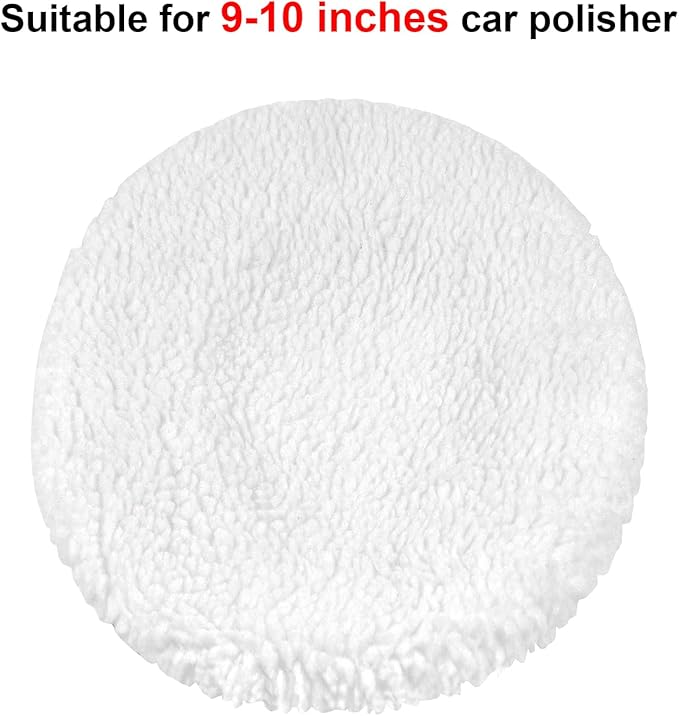 4Pcs Car Polisher Pad Bonnet, Car Waxer Cover Waxing Bonnet, Soft Microfiber Polishing Bonnet Buffing Pad for Orbital Buffer Polisher (9 to 10 Inches)