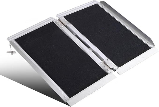 2FT Portable Wheelchair Ramp Anti-Slip Aluminum Folding Portable Ramp 800LBS Capacity Folding Non-Slip Aluminum Handicap Ramp, for Home Steps, Stairs, Doorways, Car, Curbs(2FT Using Height 2-6inch)