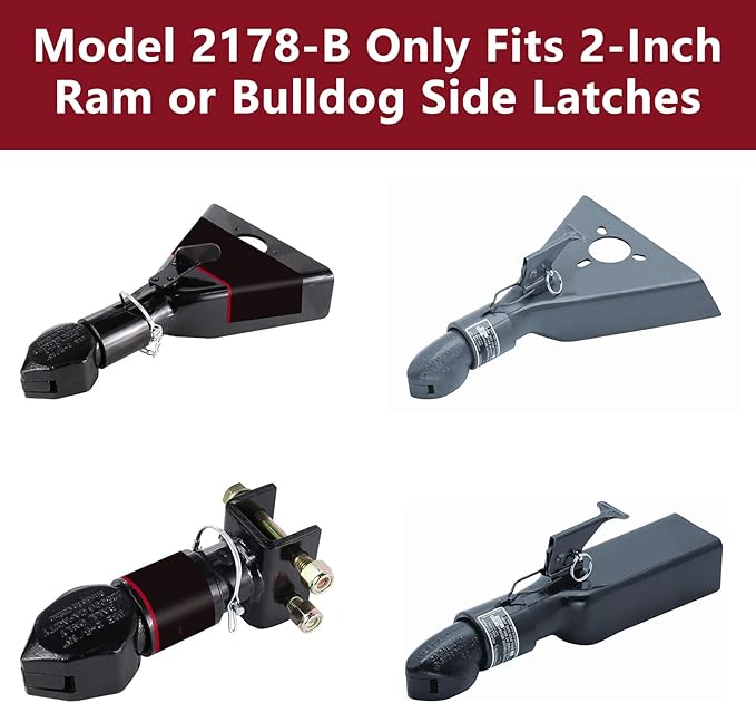 2178-B Heavy Duty Trailer Hitch Lock – Compatible with 2-Inch Bulldog or Ram Couplers, Anti-Theft Tongue Lock for RV, Boat, Cargo, Utility, and Livestock Trailers (Black)