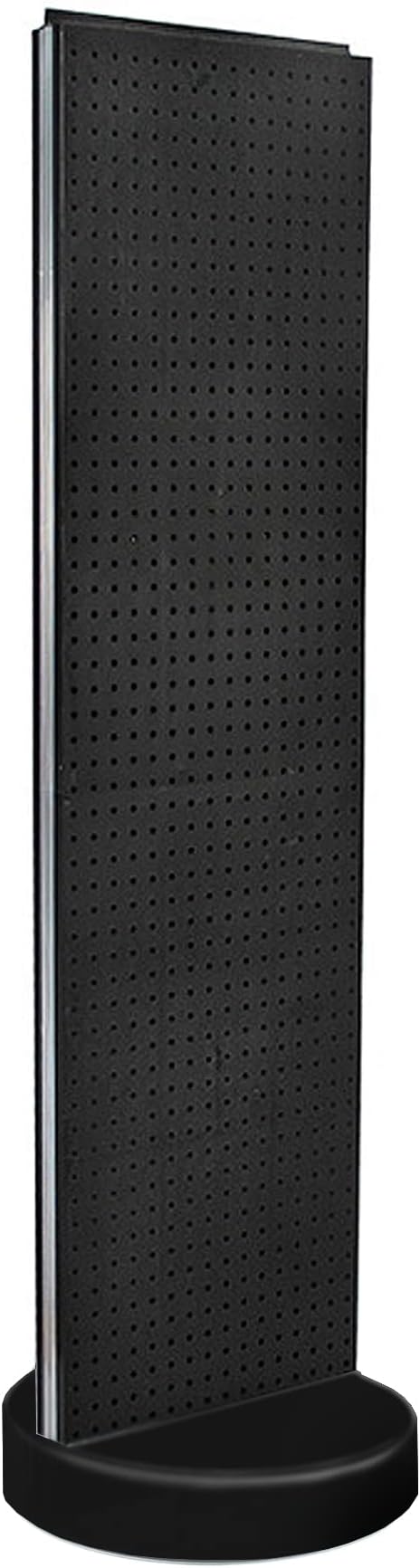 Azar Displays 700780 TWO-SIDED PEGBOARD FLOOR DISPLAY W/C-CHANNEL SIDES ON REVOLVING ROUND STUDIO BASE. PANEL SIZE: 16"W X 60"H, (Black Midnight)