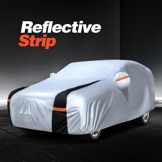 Large SUV Car Cover for Cadillac Escalade ESV 100% Waterproof All Weather, Heavy Duty Outdoor Full Exterior Covers Rain Sun Wind UV Hail Protection.