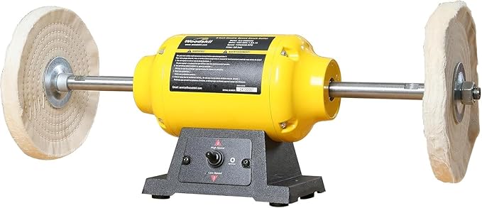 Dual Speed Bench Buffer Polisher 1.8/3.1A, 8 inch Jewelry Buffer Polisher Machine, 1725/3450 RPM Power Bench Polisher with 2 cotton Wheels for Jewelry, Metal, Wood, Jade, Knife, Plastic