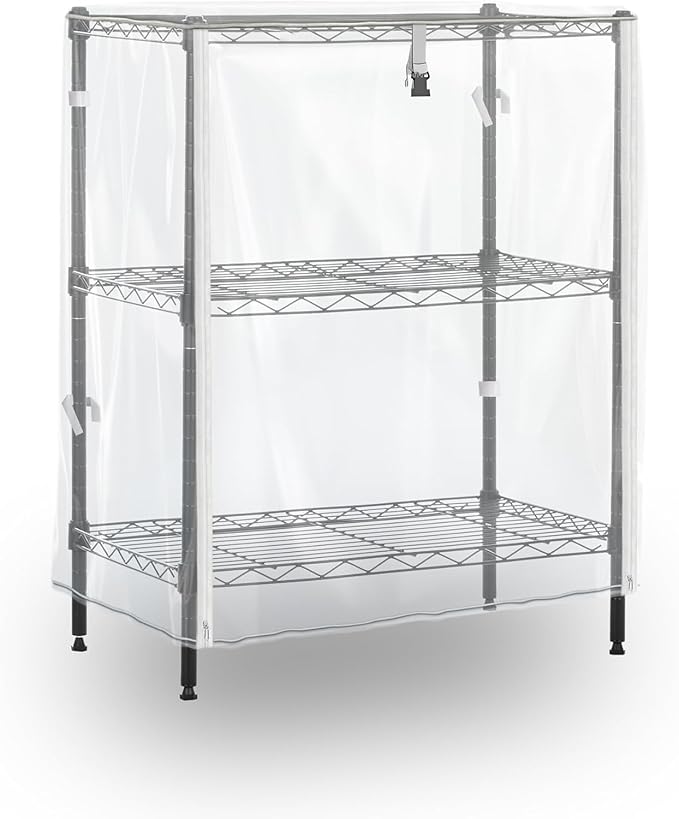 PVC Waterproof 3 Shelf Wire Rack for Wire Shelf Cover - 24" W x 14" D x 30" H - Protects from Dust and Debris - Only Cover (Transparent)