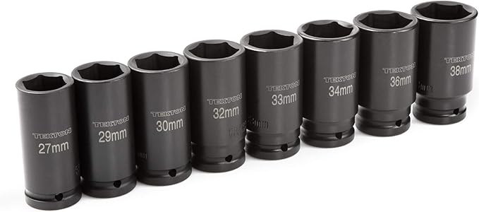 TEKTON 3/4 Inch Drive Deep 6-Point Impact Socket Set with Case, 8-Piece (27-38 mm) | 4889