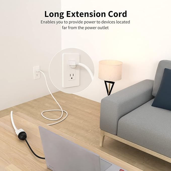 FIRMERST 14 AWG 3 Prong Extension Cord 15 ft 1875W 15A White, UL Listed