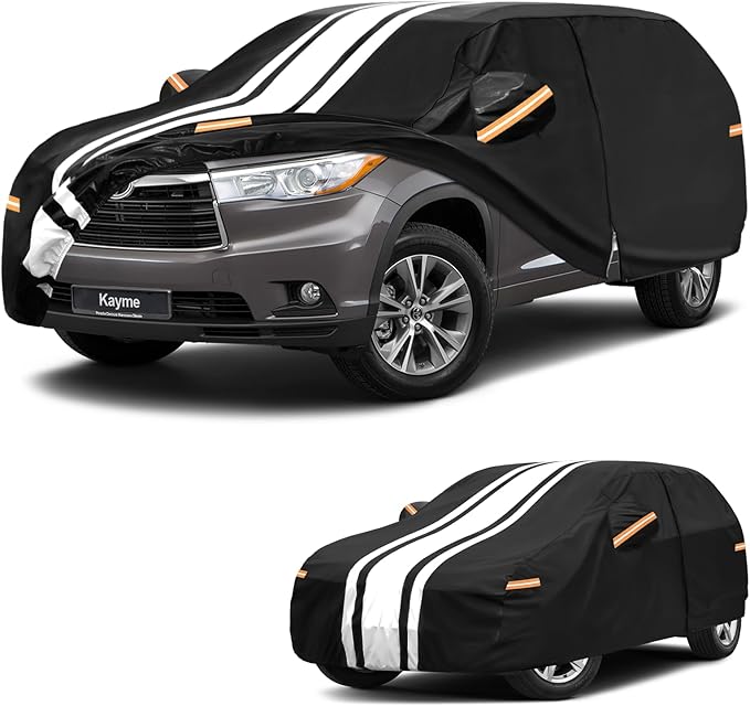 Kayme Toyota Highlander Car Cover Waterproof All Weather for Automobiles, Custom Fit for 2007-2025 Highlander Cover, Gift with Tape/Towel, Outdoor Full Exterior Cover Rain Snow Sun UV Protection.