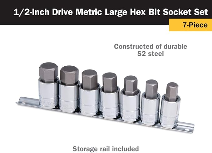 Titan 16157 Metric Large Hex Bit Socket Set, 7 Piece