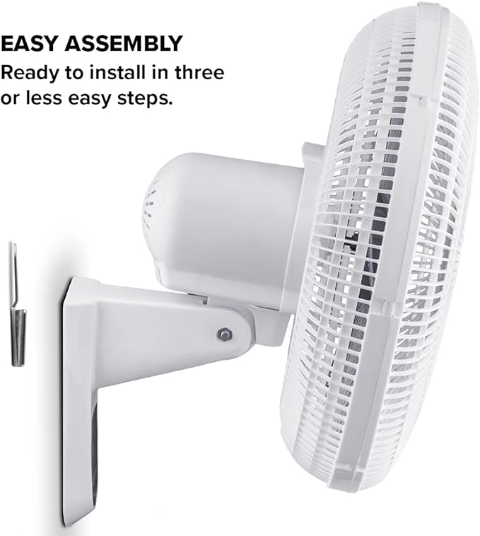 Air Monster 16 Inch Wall Mount Fan with Remote Control, Wall Mount Garage Fan, Oscillating, Plastic Grill, 70 Degree, 3 Speed, Timer, Adjustable Tilt, Fused Plug, ETL, White Color, Ventilador de Pared