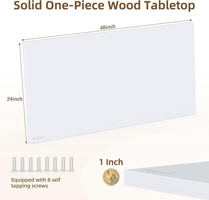 Universal Solid One-Piece Wood Table Top, 48"x24"x1" Workbench Top - Rectangular Particle Board for Standing Desk, Home Office Desk Countertop DlY, Washer Dryer, Coffee, Bar Tabletop