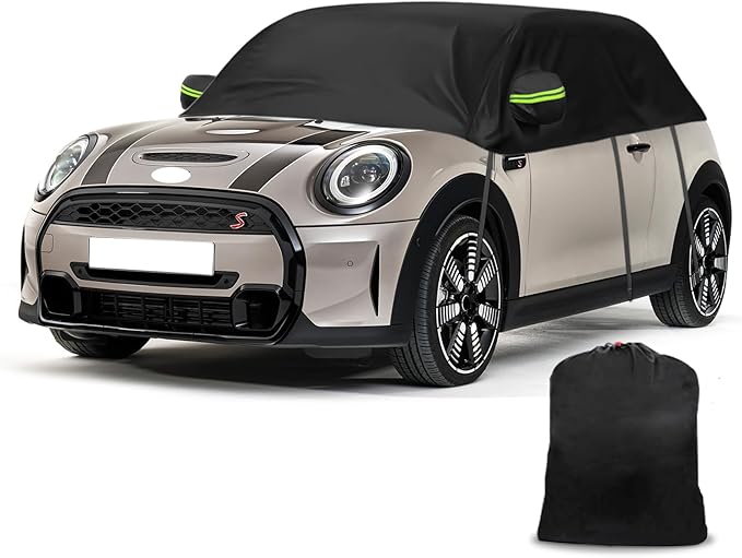 Half Car Cover Compatible with 2000-2024 Mini Cooper/S/Hardtop 2 Dr, Hail Protector Car Cover for Windproof Dustproof UV Resistant Protect Your Windshield and Roof