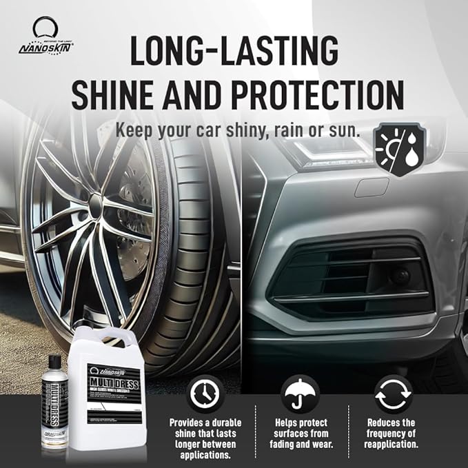 Nanoskin MULTI DRESS All Purpose Dressing 30 Gallons - Interior & Exterior Dressing for Car Detailing | Works on Tire, Vinyl, Rubber, Plastic & Trim | Safe for Cars, Trucks, Motorcycles, RVs & More