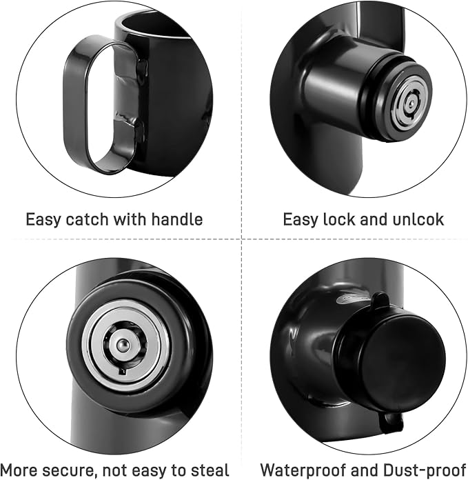 BOYISEN 5th Wheel King Pin Lock Solid Steel Anti Theft for RVs, Container Trailers and Campers with Handles Warning Tag 3 Keys Black