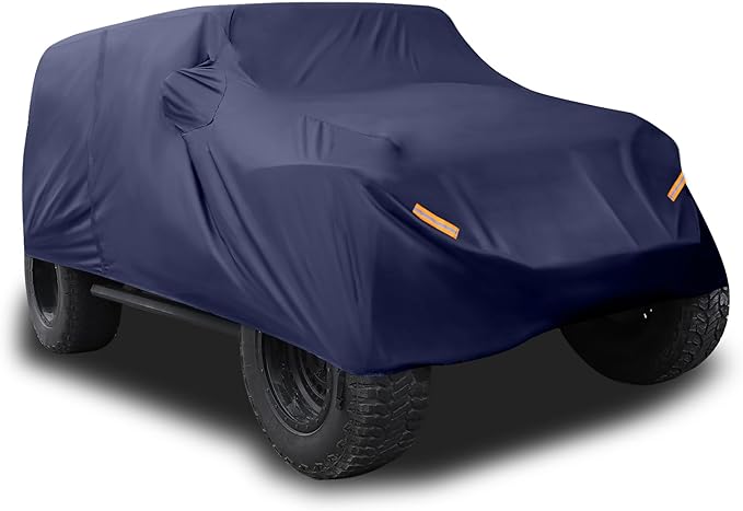 X AUTOHAUX SUV Car Cover Fit for Jeep Wrangler JK JL 2 Door 2007-2021 Outdoor Waterproof Sun Rain Dust Wind Snow Protection 210D Oxford Navy Blue