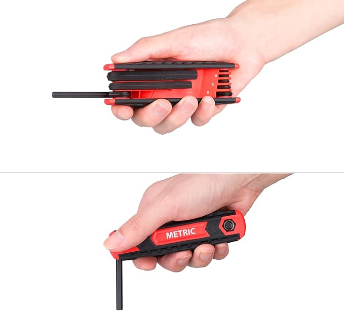 25-Piece Complete Folding Hex Key Wrench Set, Metric 1.5mm - 8mm, SAE 5/64” - 1/4”, Star T9 - T40 | Cr-V Steel, Precise and Chamfered Tips | 3 Pack All-Purpose Portable and Compact Allen Wrench Tools