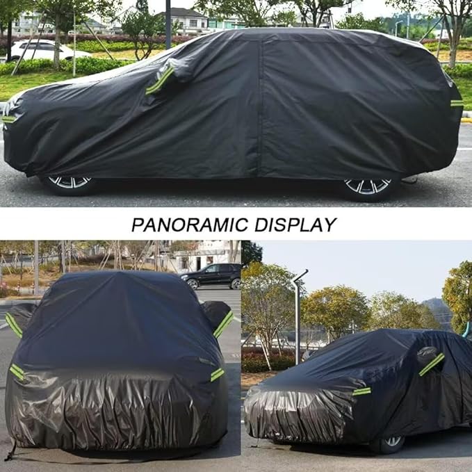 KouKou Waterproof SUV Car Cover Suitable for Kia Soul from 2009 to 2025, 7 Layers Heavy Duty Car Cover Waterproof All Weather with Zipper Door for Sun Rain Snow Dust Uv Protection.Black