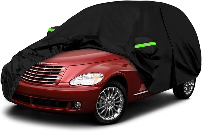 Waterproof Car Cover Replace for 2001-2010 Chrysler PT Cruiser, 6 Layers All Weather Car Covers with Zipper Door & Windproof Bands for Snow Rain Dust Hail Protection (PT Cruiser)