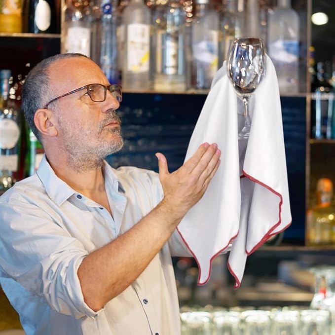 SINLAND Microfiber Glass Polishing Cloths Large Size Thick Lintless Drying Towels for Wine Glasses Stemware Dishes Stainless Appliances 20 Inch X 25 Inch Pack of 2 White