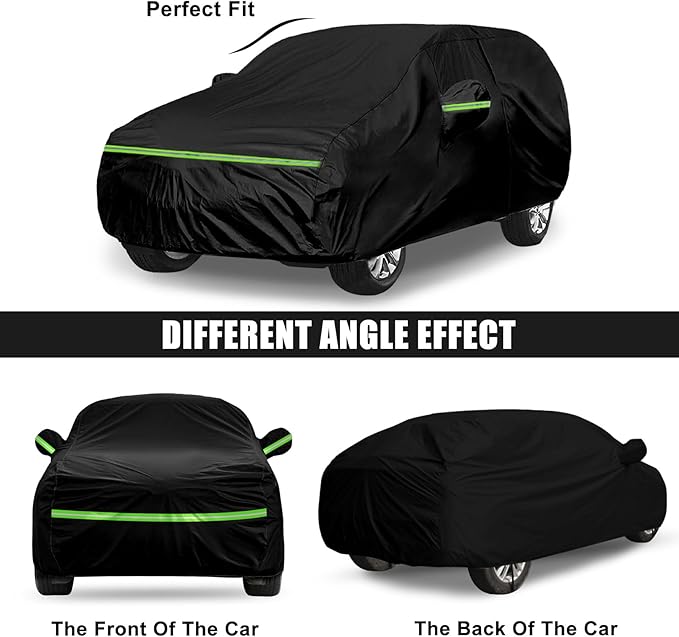 Waterproof Car Cover Compatible with Honda Passport 2019-2025, Black 210T Inside Cotton Cover with Door Zippers for Snow Rain Dust Outdoor Protection