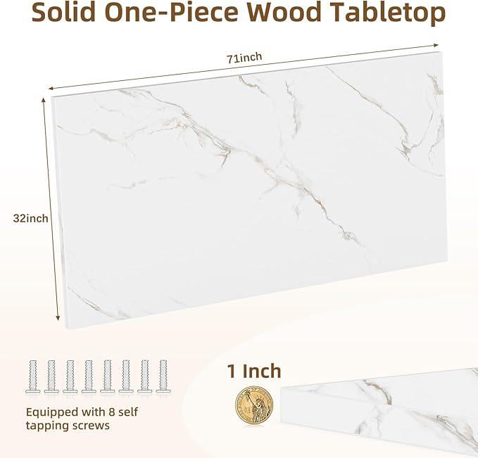 Universal Solid One-Piece Wood Table Top, 71"x32"x1" Workbench Top - Rectangular Particle Board for Standing Desk, Home Office Desk Countertop DlY, Washer Dryer, Coffee, Bar Tabletop