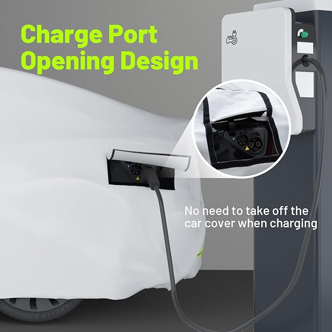 Favoto Car Cover for Tesla Model-Y - Custom Fit Vehicle Cover 6 Layers Waterproof All Weather Outdoor Rain Snow Sun Protection with Ventilated Mesh Charging Port Door Zipper
