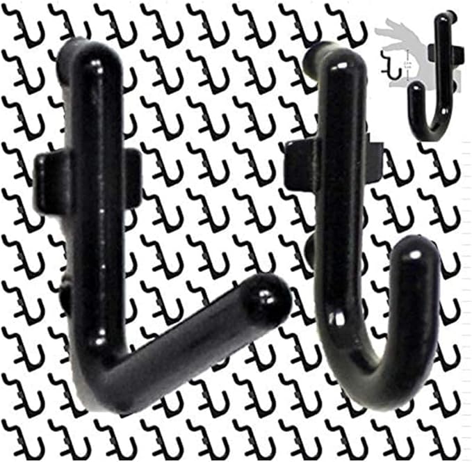 WallPeg 100 Pegboard Peg Hooks – Durable, Self-Locking Black Peg Board Hooks - 50 J & 50 L Style FlexLock Peg Hooks for Hanging Tools, Storage, and Wall Organization - Fits 1/4" Peg Holes