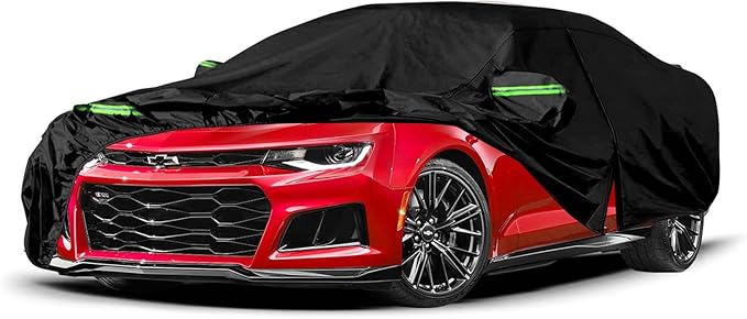 Waterproof Car Covers Replace for 2010-2025 Chevy Camaro, 6 Layers All Weather Custom-fit Camaro Car Cover with Zipper Door for Snow Rain Dust Hail Protection