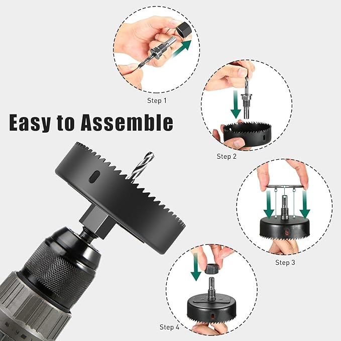 HYCHIKA 16.8V Brushless Power Drill Driver, Hole Saw Kit 3/4" to 5"(19mm-127mm), Tool Combo Kit