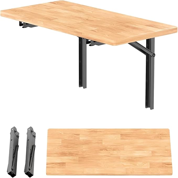 WALMANN Space Saving Wall Mounted Folding Workbench, Heavy Duty Folding Wall Table/Desk for Garage, Workshop, Holds Up to 550 lbs(Tabletop Size: 32 x 18inch)