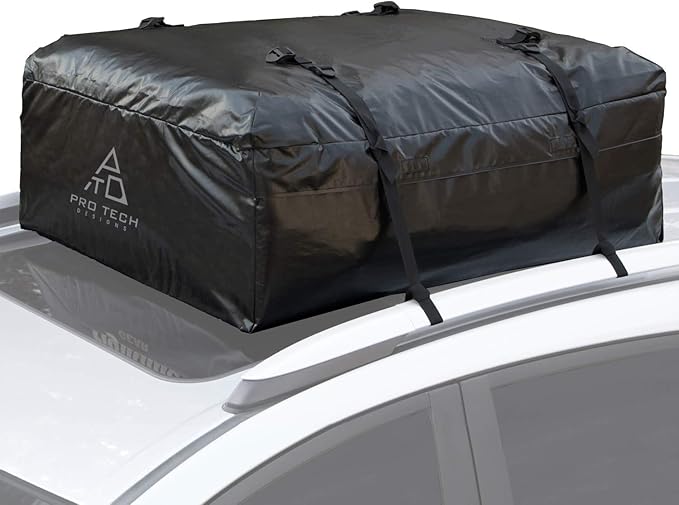 Voyager Waterproof Rooftop Cargo Roof Bag, No Roof Rack Needed UV-Protected PVC Semi-Coated Mesh, Welded Seams, Water Seal Zipper, (10 Cubic Feet - Sprint)