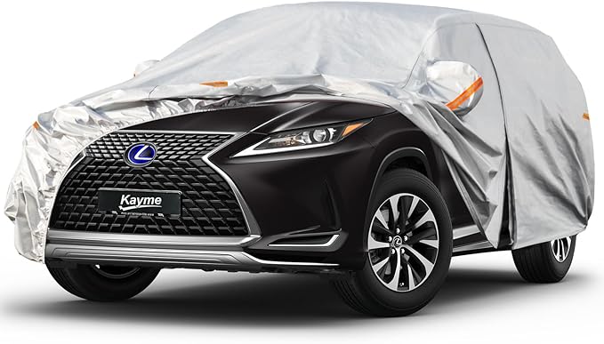 Kayme 6 Layers SUV Car Cover Custom Fit for Lexus RX350 /RX300/330/350L (2003-2025) Waterproof All Weather for Automobiles, Outdoor Full Cover Rain Sun UV Protection.Silver