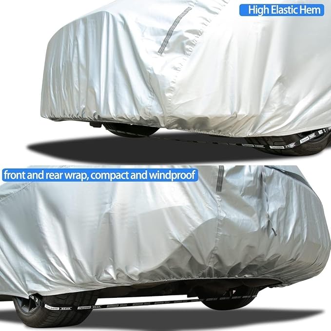 Tecoom Car Cover Waterproof UV-Proof Windproof for All Weather Indoor Outdoor Mirror Pockets Coupe/Convertible/Sport Car Fit for Ford Mustang, Chevy Camaro, 183-193 Inches Length