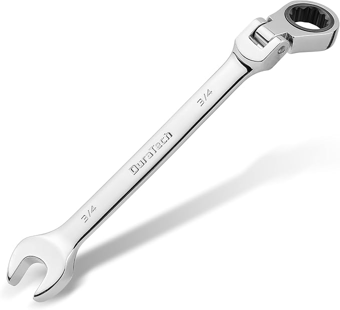 DURATECH 3/4" Flex-Head Ratcheting Combination Wrench, SAE, 72-Tooth, CR-V Steel