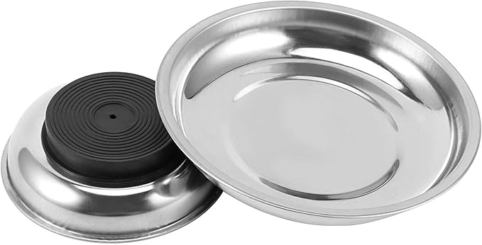 ZOENHOU 10 PCS 4” 6” Round Magnetic Tray, Stainless Steel Magnet Parts Tools Trays Parts Screw Holder Metal Collector for Mechanics Hobbyists Woodworker